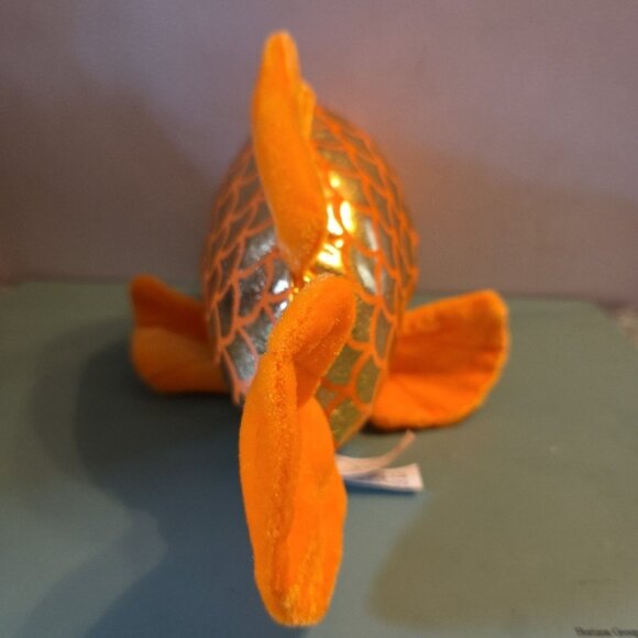 10" Goldfish Orange Plush Parade Stuffed Animal Toy Shiny Gold Scales - Picture 6 of 8